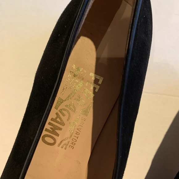 Salvatore Ferragamo Black Suede Square Toe Loafers - Picture 4 of 11